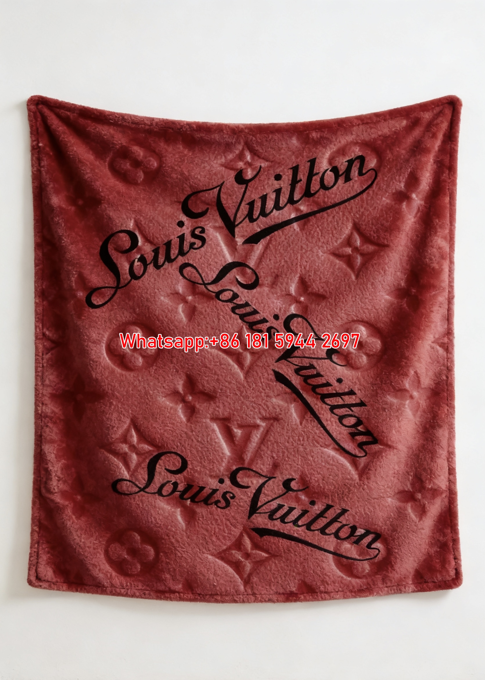 LV Scarlet Monogram Red LV Embossed Blanket IMG_3339